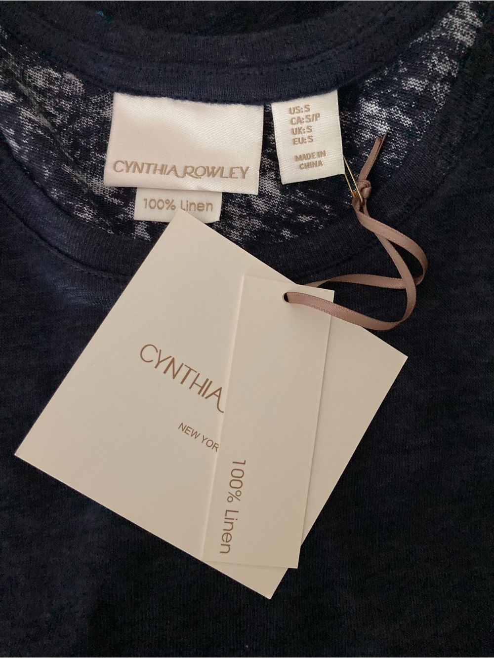 Cynthia Rowley Navy Tank with Floral Border - Picture 3 of 4